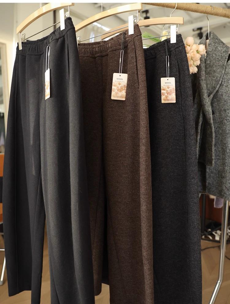 

LZ1206 Soft and Drapey Wool Flannel Pants: Thickened, Slim-Fitting, Loose Straight-Leg Design S up to 105 lbs серый/чёрный