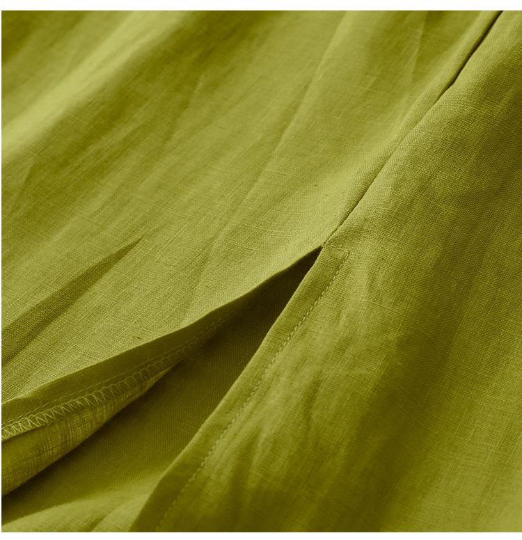 Korean-Style Summer Linen Ruffle Midi Skirt for Women