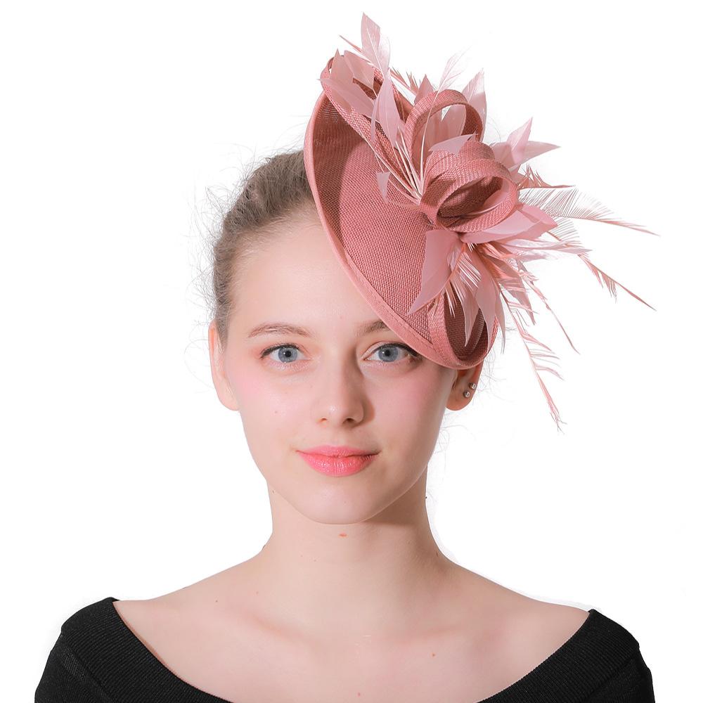 Deep Leather Powder Boutique Banquet Mesh Top Hat Hemp Headgear Bridal Wedding Dress Mesh Feather