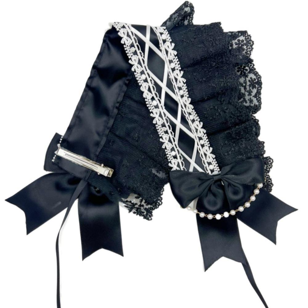 Ribbon Bow Ruffled Hairband Sweet Lolita Hair Clip Creative Lolita Lace Headband  Cosplay
