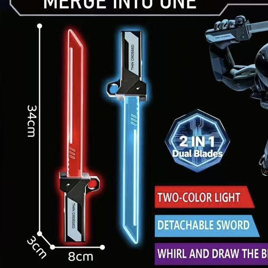 Photo artifact double-edged youth magic lightsaber red and blue light adjustment cool technology retractable and portable