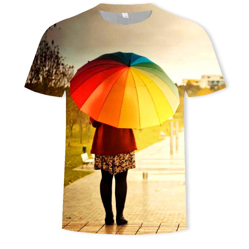 

Летние футболки с круглым вырезом и 3D-принтом пейзажа, модные повседневные мужские футболки с коротким рукавом XS