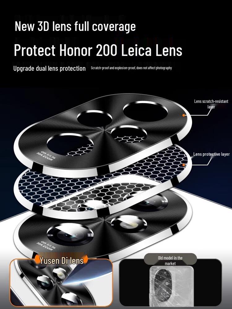 Honor 200 Pro Glas Handyhülle: Galvanisiert, Sturzsicher, Rutschfest, Vollständige Objektivabdeckung