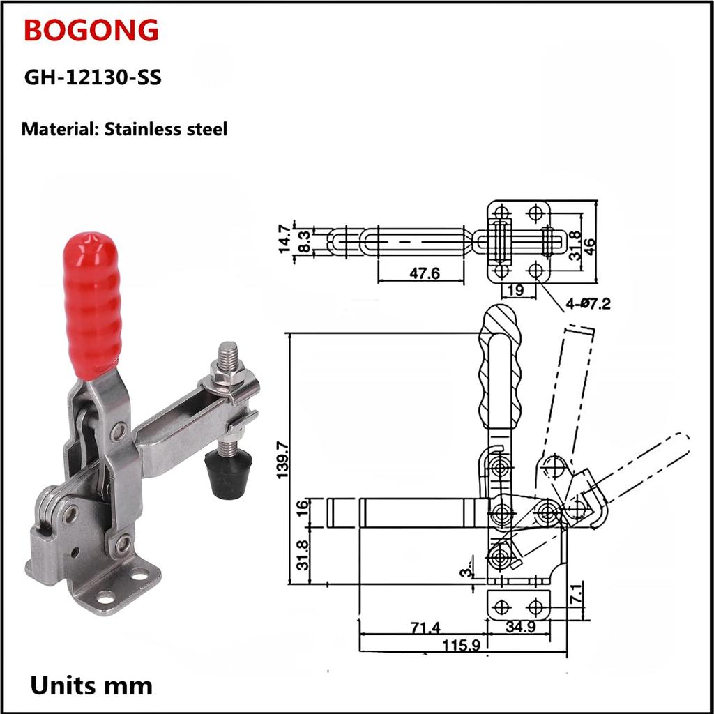 Hold Down Toggle Clamps, 500Lb Holding Capacity Stainless Steel Heavy Duty Horizontal Toggle Latch Clamp, Quick Release Toggle Clamp for Home