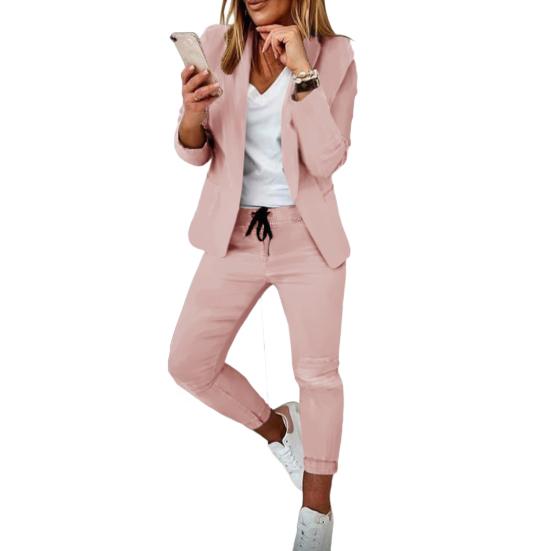 Completo da Donna 2 Pezzi Giacca Blazer Manica Lunga Aperta sul Davanti e Pantaloni a Sigaretta Set Business Abiti Casual da Ufficio Formali