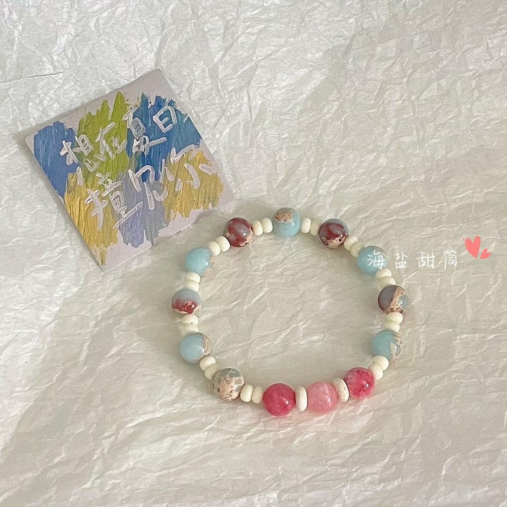 New Chinese Ceramic Beaded Bracelet Femininity Sweet And Cute Girl Bracelet Niche Versatile National Style Jewelry