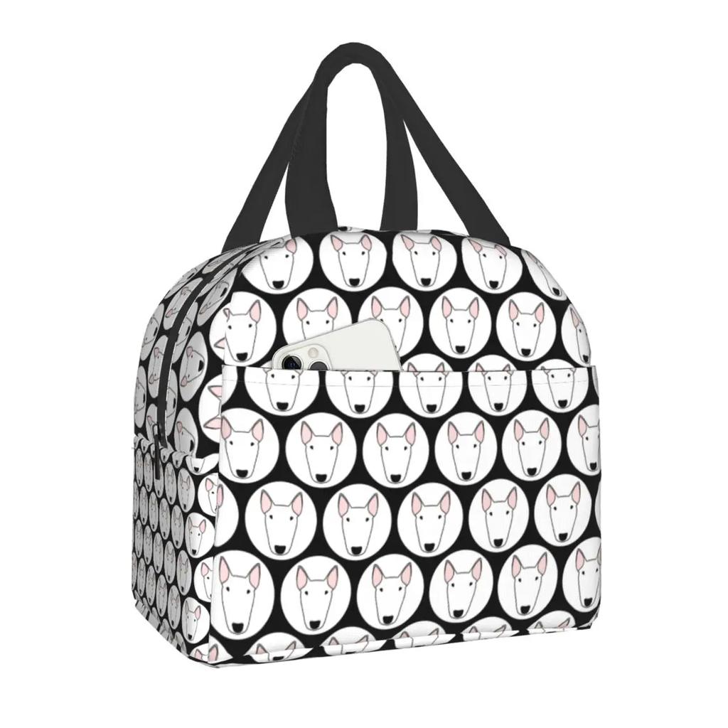 Bullteriér Vzor Opakování Izolovaná Taška na Oběd pro Ženy Vodotěsná Zvířecí Termo Chladicí Taška na Oběd Dětský Školní Box na Jídlo