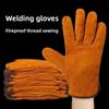 Gants de soudure double couche en cuir de vache spécifiques aux soudeurs Gants de travail de protection résistants à la chaleur et ignifuges Équipement de sécurité industrielle