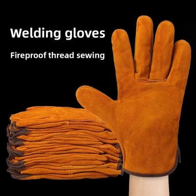 Welder-Specific Double-Layer Cowhide Welding Gloves Heat-Resistant Flame-Retardant Protective Work Gloves Industrial Safety Gear