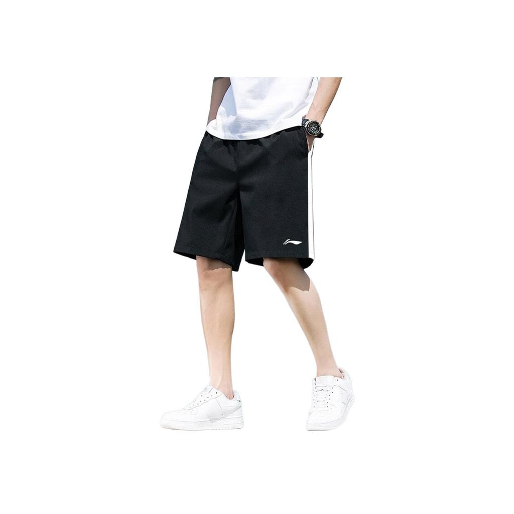 Li-Ning Comfortable Loose Fit Outdoor Fitness Breathable Casual Shorts Men Shorts Black AKSU787-1