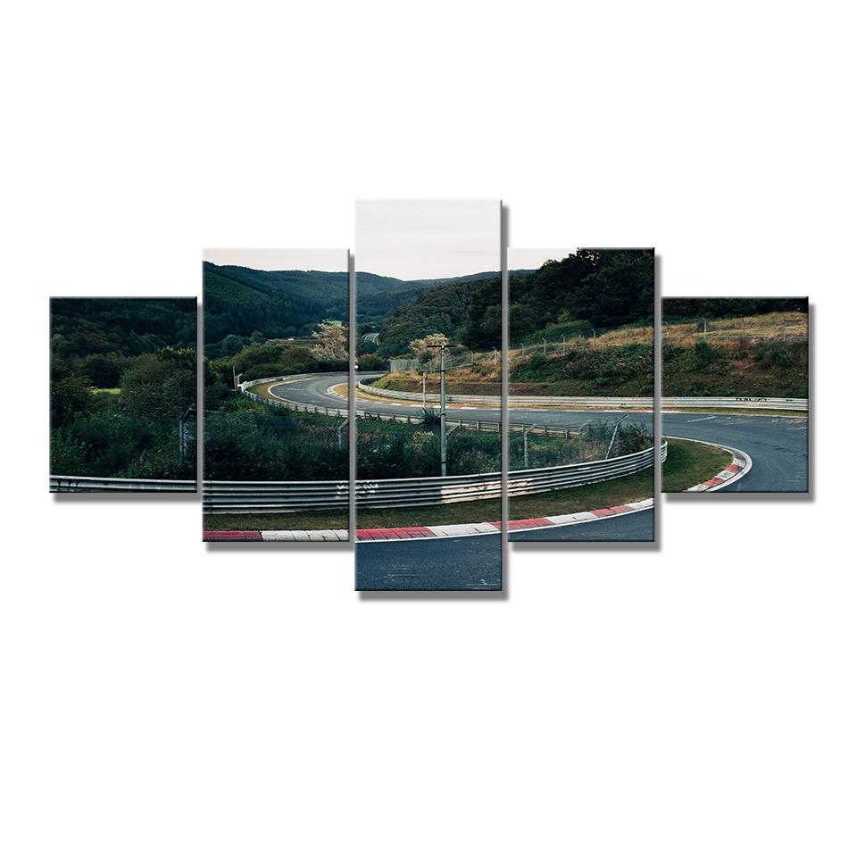 

5Pcs Modular Landscape Posters Wall Art Canvas Nurburgring Rally Road Sports Car Track HD Printed Paintings Pictures Home Decor 20x35 20x45 20x55cm