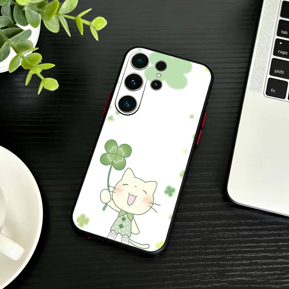 2026-Four-leaf Clover Phone Case For Samsung S26,S25,S24,S23,S22,S21,S20,Plus,Fe,Lite,Others Black Cover