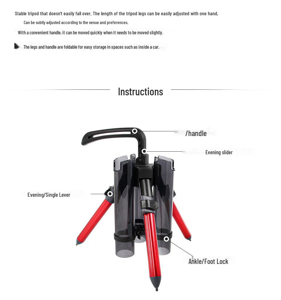 LETOYO Portable Aluminum Fishing Rod Tripod Stand with Tube Inserter