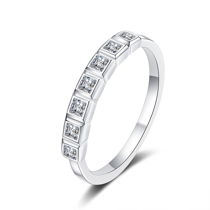 NeeTim All Princess Cut Moissanite Ring for Women 925 Sterling Silver Rings with White Gold Plated Wedding Proposal Promise Band 5