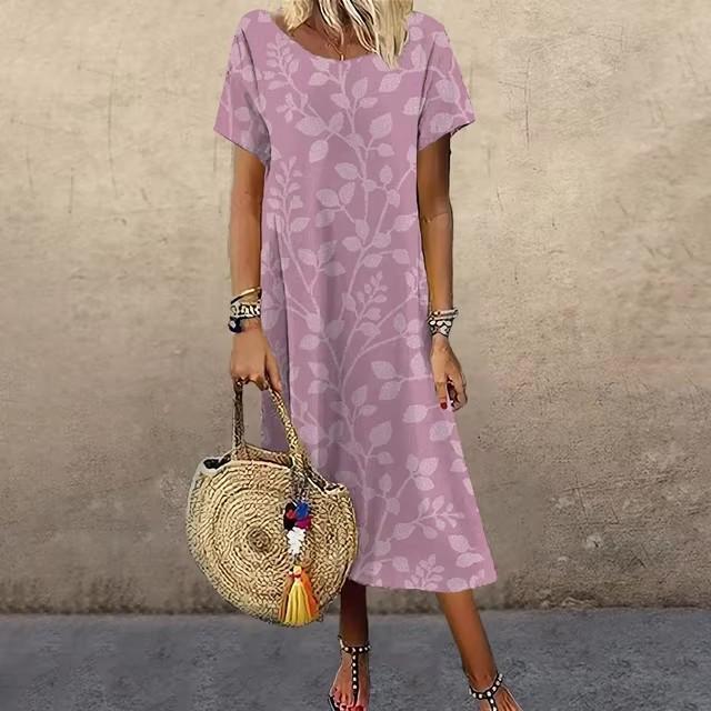 3D Digital Printing Dresses Women's Summer Short-sleeved O-neck Casual Loose Dress