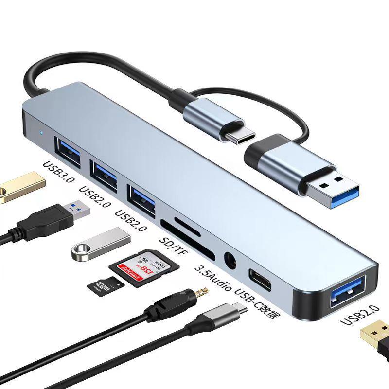 Type-C Hub Splitter Expansion Dock with Aluminum Alloy Shell for Computer Peripherals