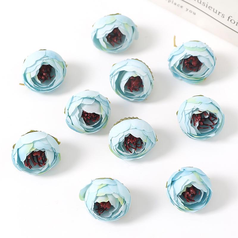 5/10/20Pcs 3cm Silk Tea Roses Heads Artificial Flowers Wedding Home Wedding Decor DIY Wreath Scrapbook Gift Box Fake Flowers