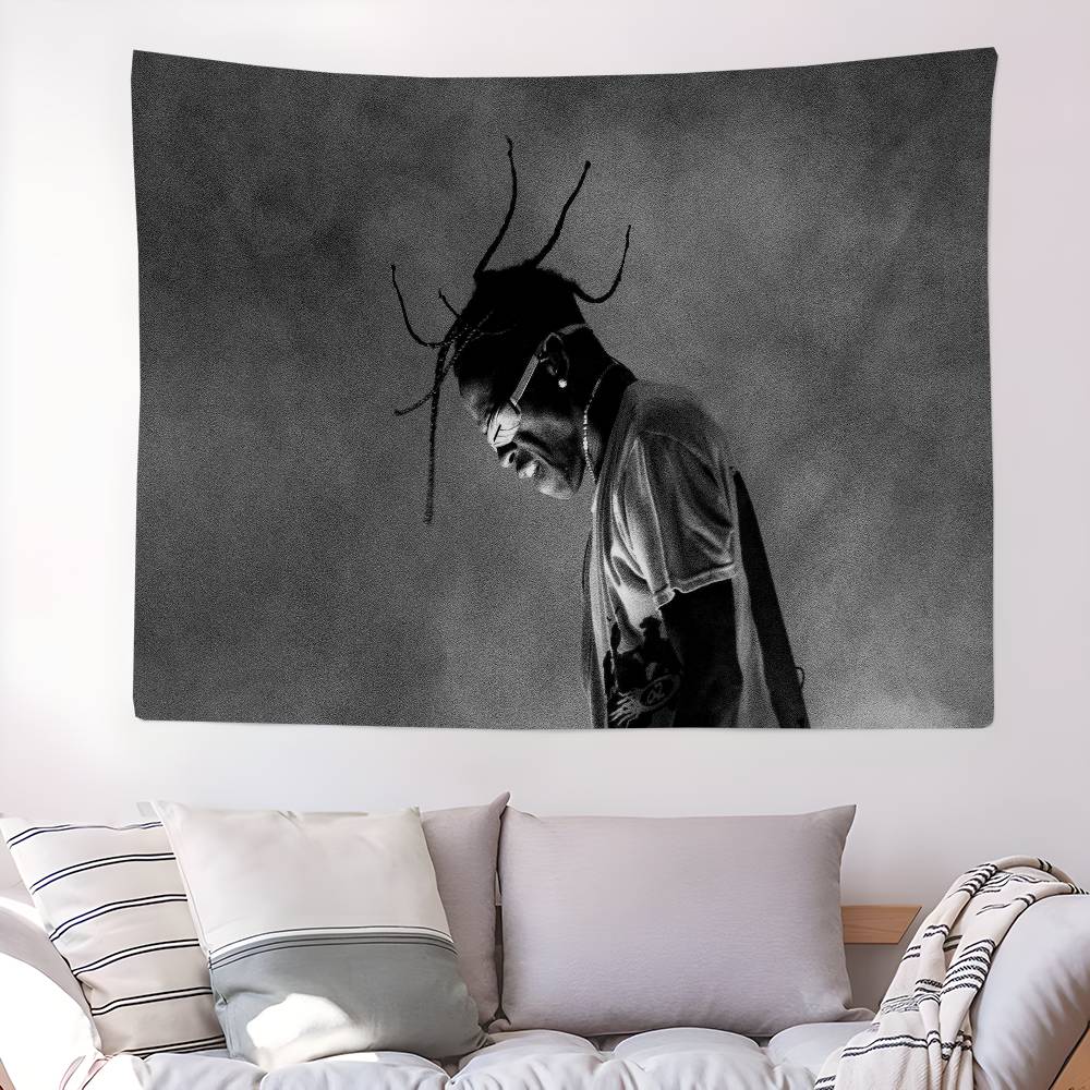 Hot Rapper TTravis SScottS Printed Large Wall Tapestry Art Science Fiction Room Home Decor Decor Blanket