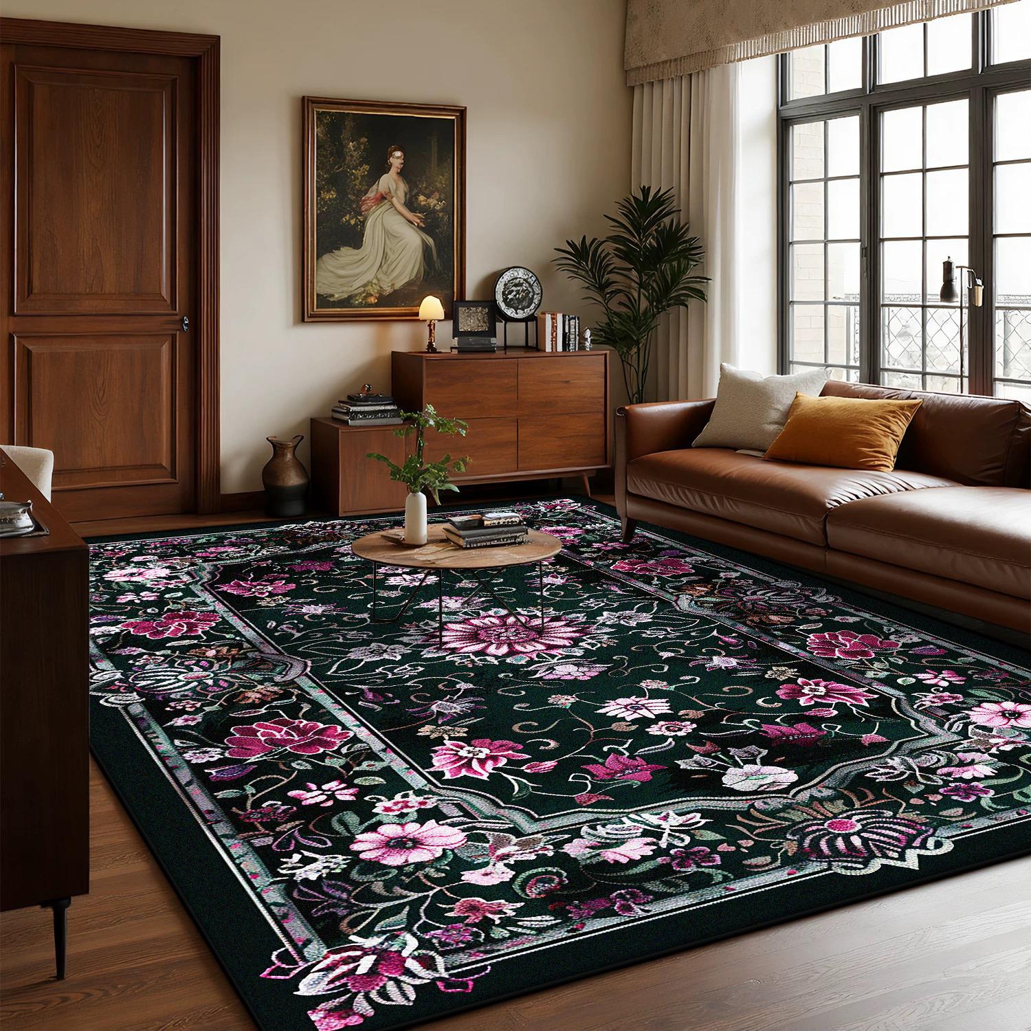 

Перські Розкішні Великі Килими для Вітальні Богемний Декор Дім Зона Дивана Легко Чистий Килим Спальня Гардеробна Нековзкий Килимок для Підлоги 3.9x6.5ft(120x200cm)