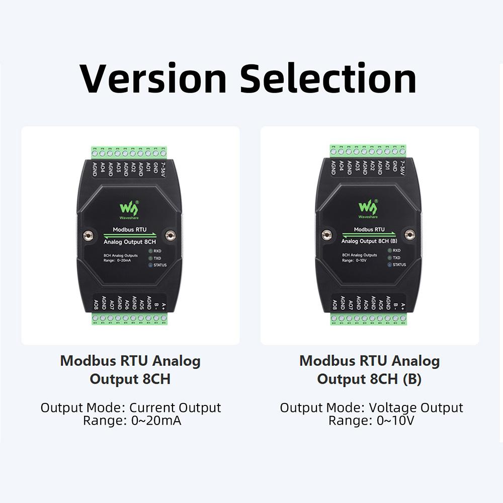RS181 Industrial 8 Ch Analog Output Module 11-bit DA Conversion Supports Simultaneous Voltage and Current Output DC 7~16V
