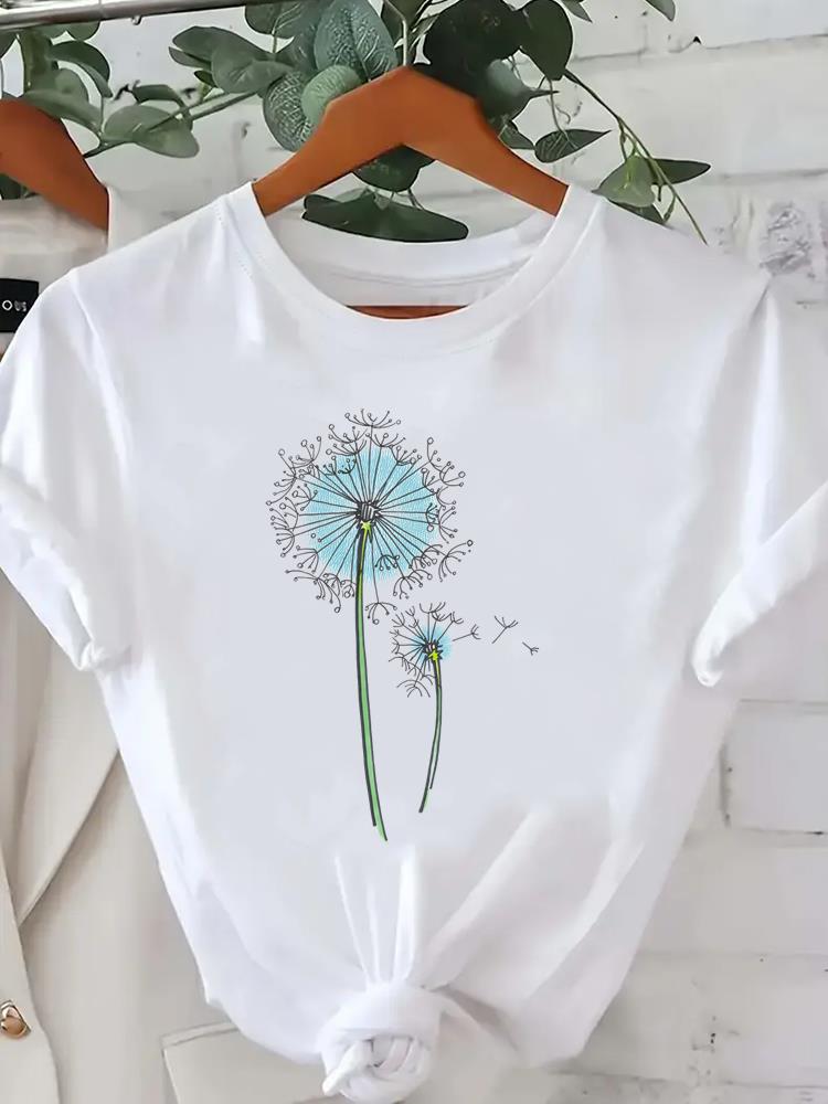 (Asian Size) T Shirt Tee Feather Trend Cute Top Clothing Fashion Women Casual Printed Lady Female Graphic  Short Sleeve T-shirts