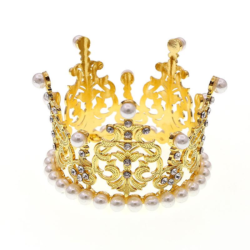 Korean Style Children's Crown Headband, Cake Baking Decoration, Round Crown Headband, Bridal Accessories, Rhinestone Crown Jewelry