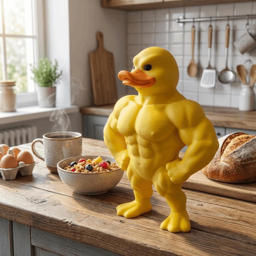 Defined Legs Muscle Duck Statue 3D Printed Muscular Duck Statue  Table Ornaments