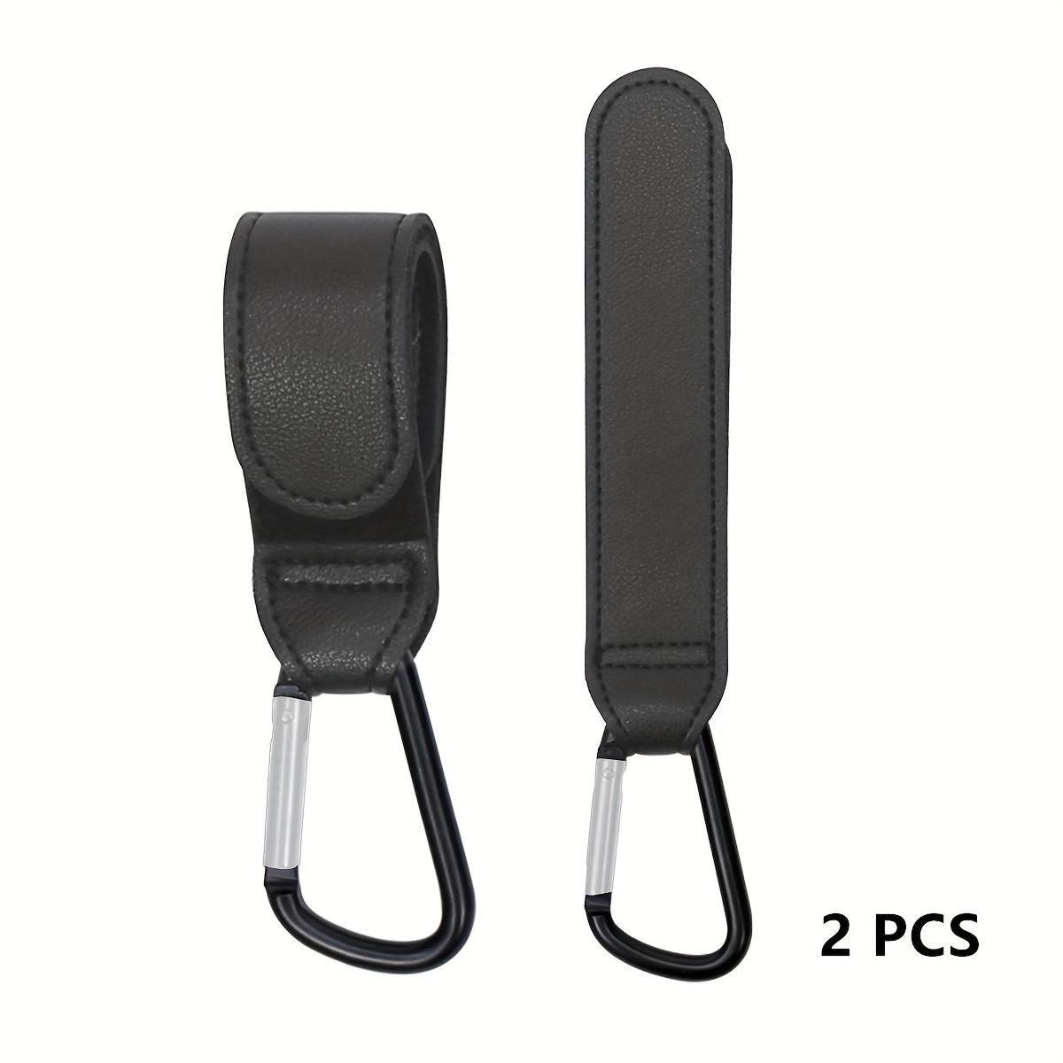 

2Pcs PU Faux Leather Stroller Hooks | Portable Hanging Bag Hooks & Buckles for Strollers