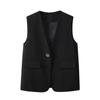 2025 Women's Slim V-Neck Sleeveless One-Button Vest - Spring/Autumn