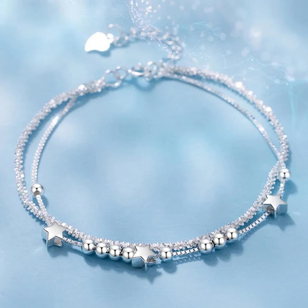 Luxury 925 Silver Lucky Beads Bracelets for Women Fashion Korean Design Multilayer Adjustable Ball Bracelets Jewelry