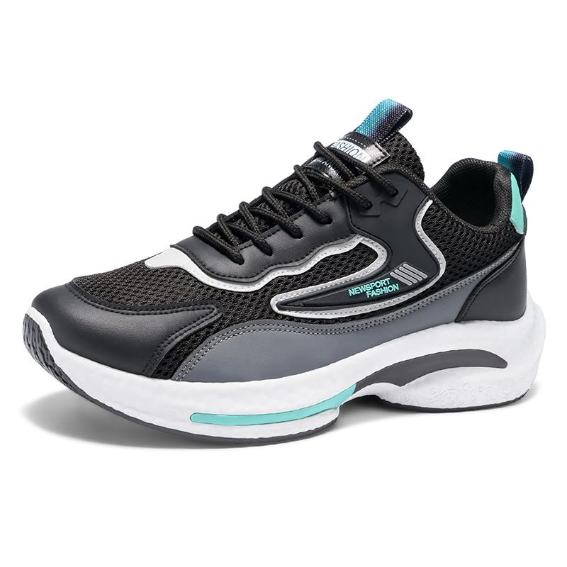 Oulylan New Men's Mesh Casual Sports Shoes Fashionable Versatile Comfortable Breathable Shoes With Leather Single Shoes