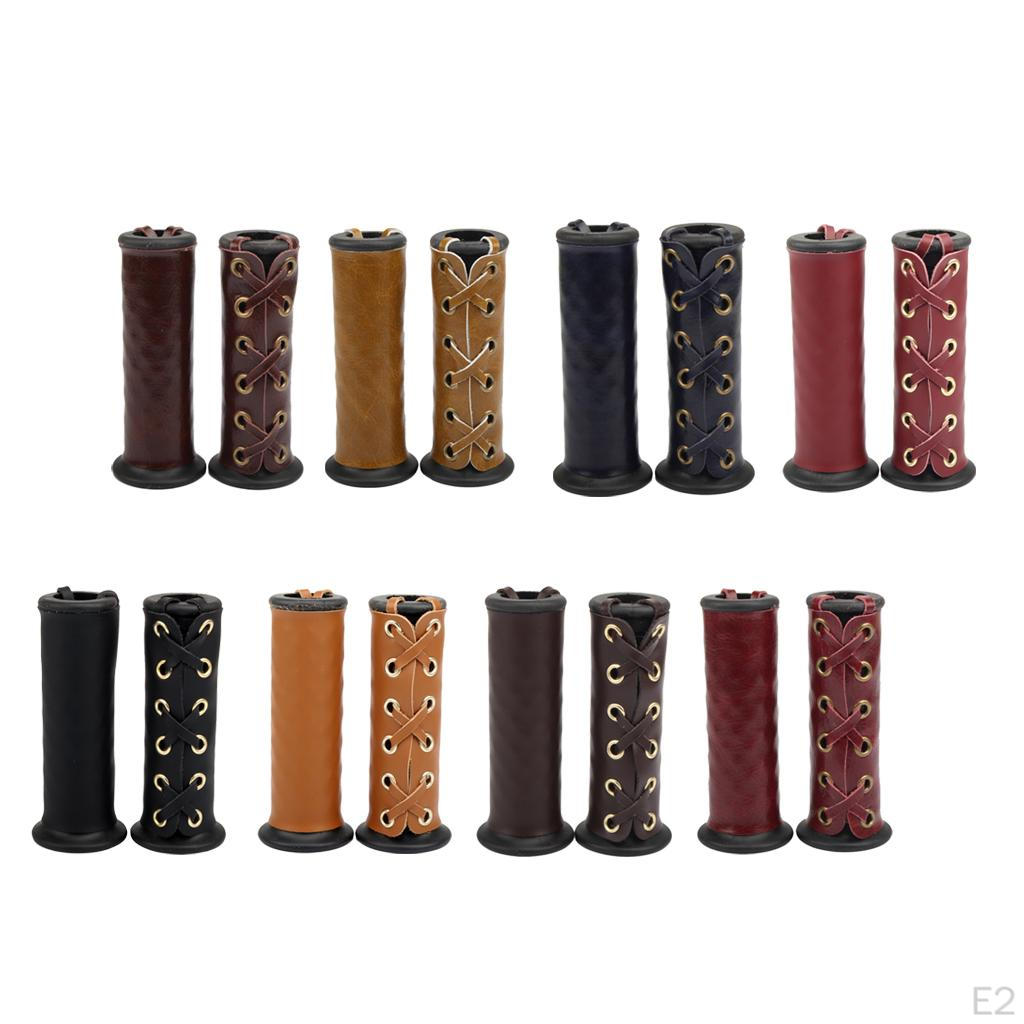 7/8 inch to 1 PU Leather Motorcycle Hand Grips Cover Handlebar for Bobber Chopper -Rennfahrer