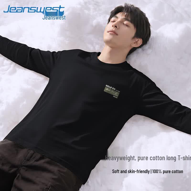 Jeanswest Men s 220g Heavyweight Long-Sleeve Cotton T-Shirt L