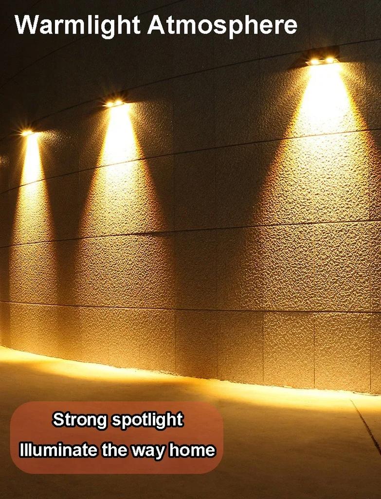 Solar Wall Lights 1/2/3 LED Lenses Fence Lights Solar Powered Waterproof Exterior House Number Lighting for Patio Balcony Sign