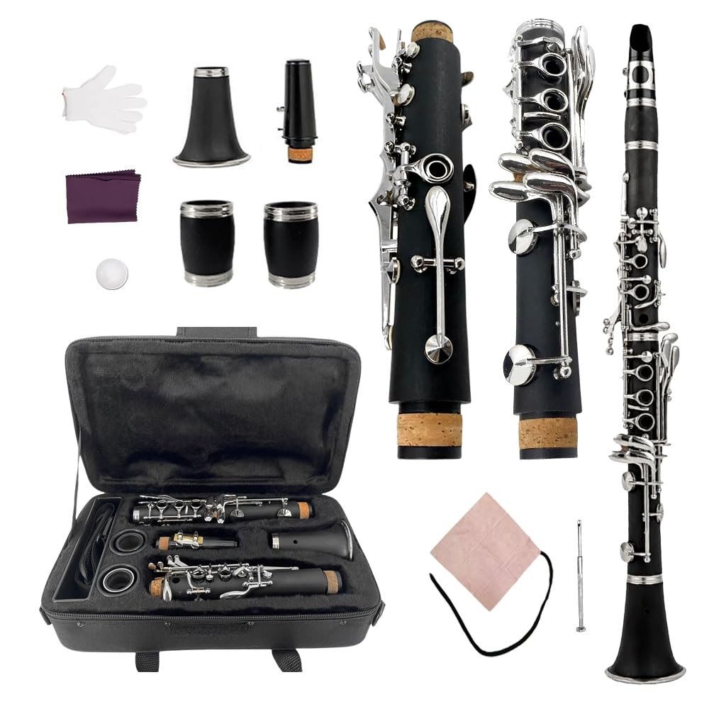 

YoungMonic Professional New Advanced C Clarinet, Ebonite Wood, Nickel-Plated Keys, 2 Barrels with Case (C Key)