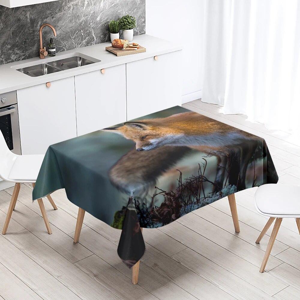 Cute Fox Tablecloth Party Restaurant Table Decoration Waterproof Rectangular  Kawaii New Home Kitchen