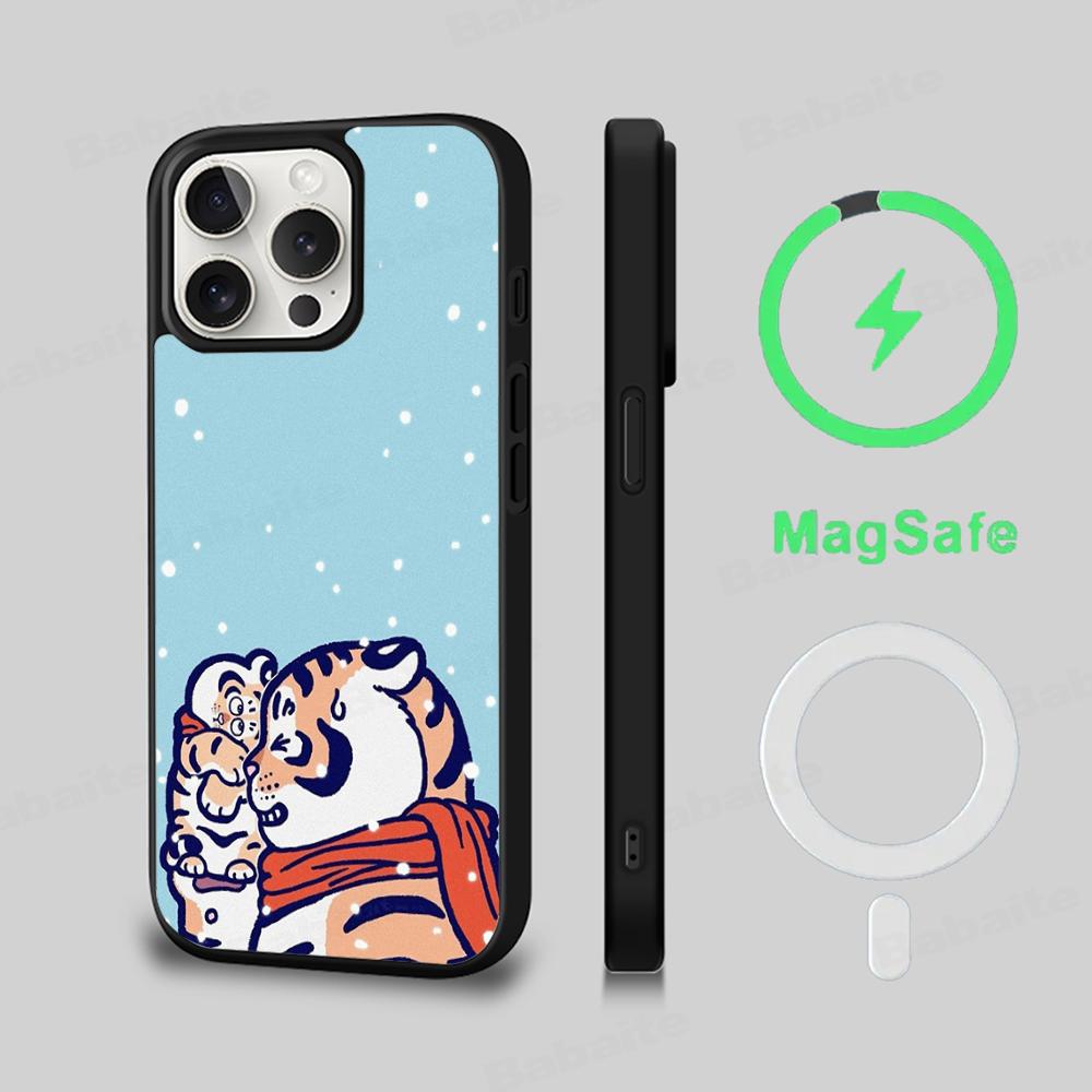 Funny Fat Tiger Phone Case Magnetic Case For IPhone 16 14 13 12 11 15 Pro Max Plus For Magsafe Wireless Charge Cover