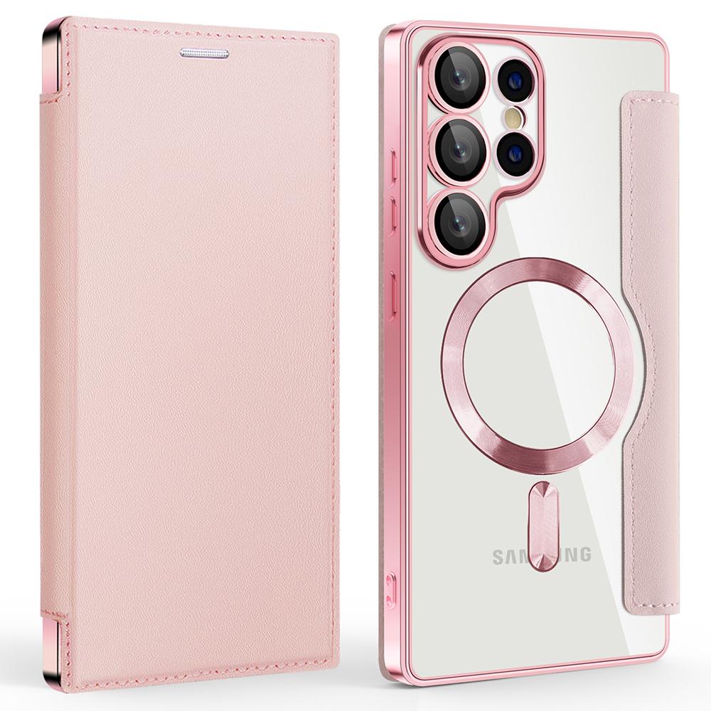 

Чехол для Samsung Galaxy S25 Ultra, совместимый с кожаным чехлом MagSafe RFID Blocking Phone Cover Pink