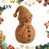 Decorative Figurines for Fireplaces Christmas Snowman Ornament Tabletop Decor, Retro Resin Figurine Vintage Style Decor with Knitted Texture