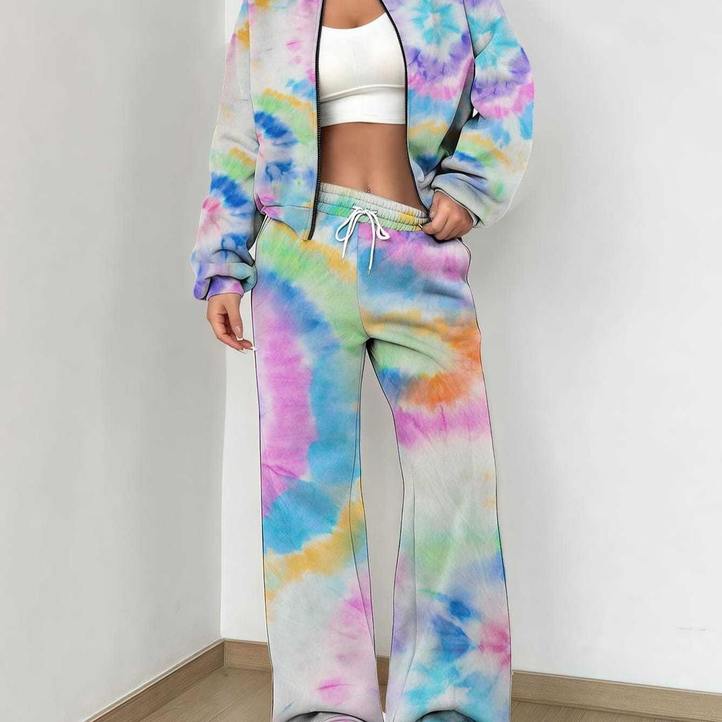Color tie-dye 1116 new popular autumn and winter new European and American women's clothing smudge and dye suit women