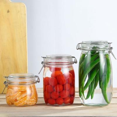 Neue 500/750/1000ml Glasverschlussflasche Luftdichter Deckel Lebensmittelaufbewahrung Behälter Transparent Lebensmittel-Einmachglas Marmelade