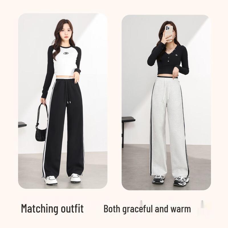 Baleno Women's 2025 Spring/Autumn Striped Wide-Leg Casual Pants