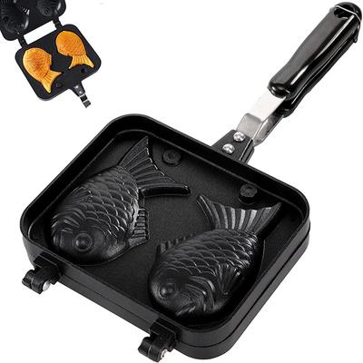 Kitchen  Taiyaki Double Fish Shaped Hot Dessert Waffle Cake Maker Pan Japanese Pancake Double Pan Fry Pan Waffle Molds
