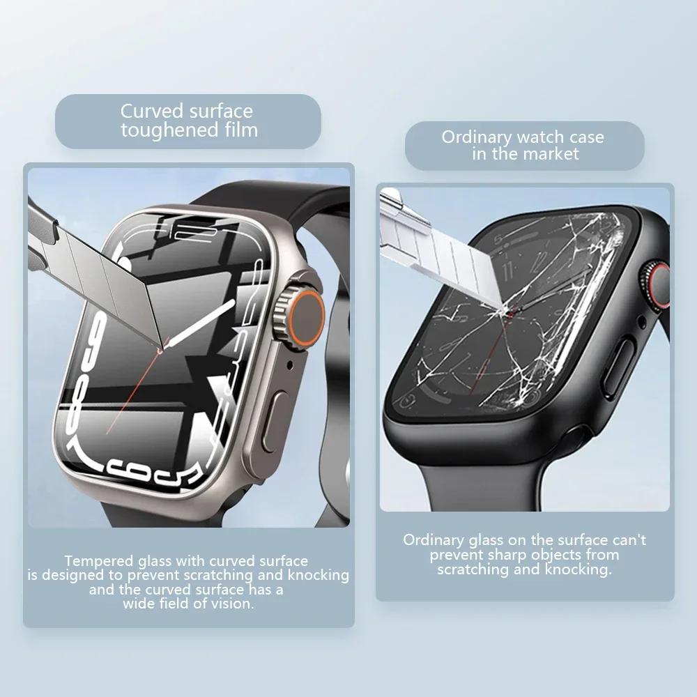 Protection d'écran pour Apple Watch 44mm 45mm 40mm 41mm PC Dur Avant Arrière Étui Bumper pour iwatch 9 8 7 6 5 4 Transformer en Ultra