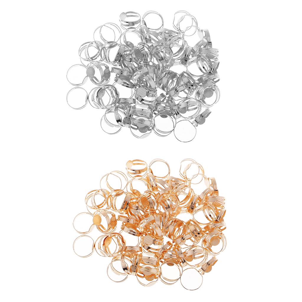 100 de bucăți Inel reglabil Blank Cabochon Tavă pentru setări de bază