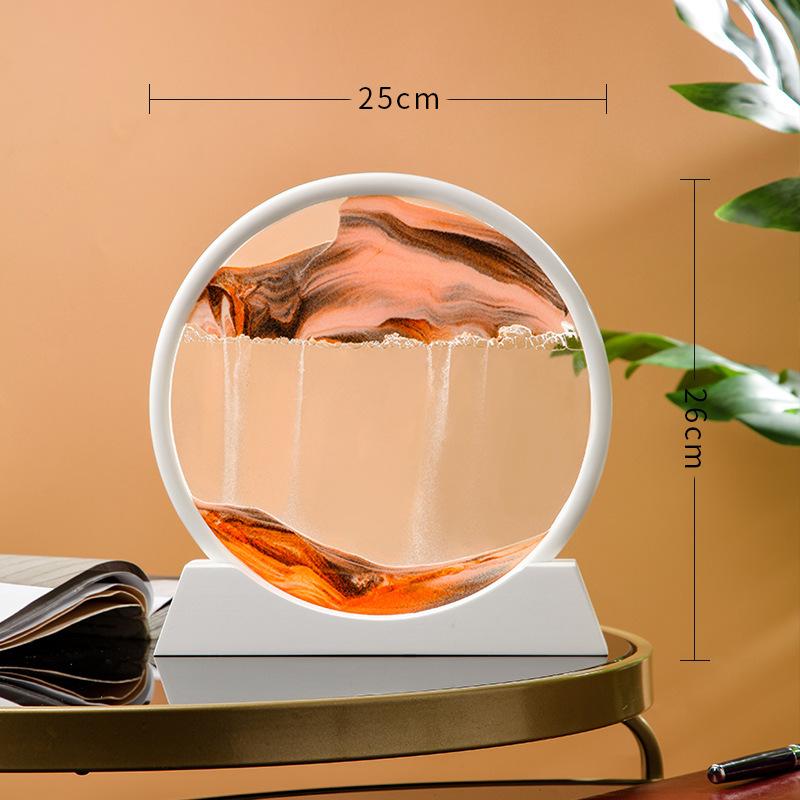 12 Inch 3D Moving Sand Art Picture Round Glass Ocean Sandscape Hourglass Quicksand Craft Flowing Sand Painting Home Decor