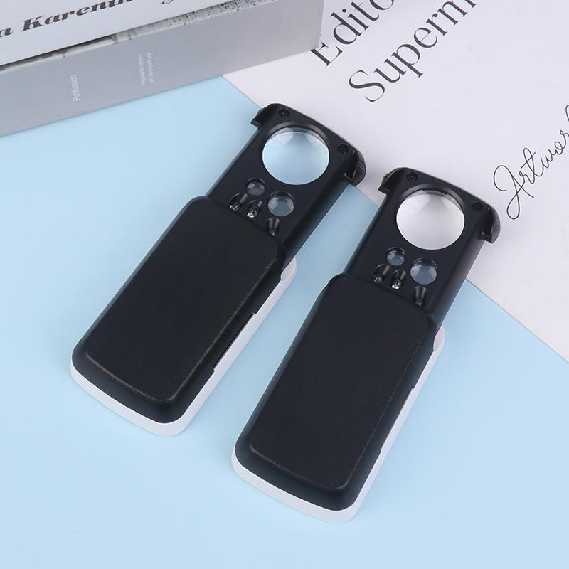 30X 60X 90X Pocket Jewelry Magnifier With Uv Led Light Slide Out Magnifying Glass Optical Lens Loupe For Diamonds Coins Stamps