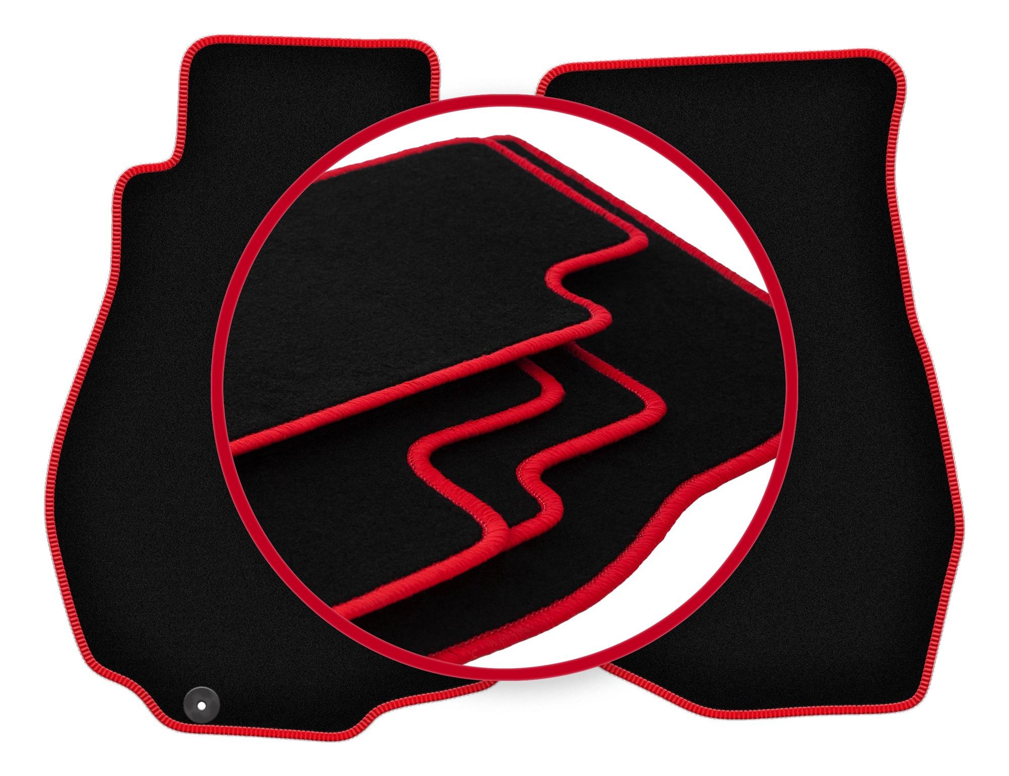 Tappetini in velluto con bordo rosso per: Nissan 350Z coupé (2003-2009)