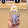 Tirtan Children's Cartoon Straw Cup - Portable Bounce Lid Plastic Water Bottle for Cute Students, Outdoor Sports, On-the-Go