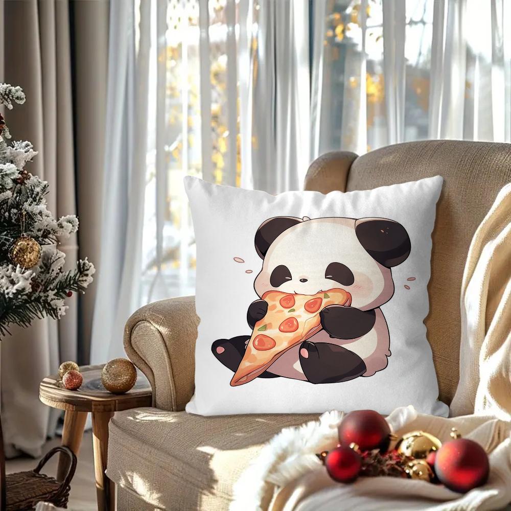 Animated Panda Pillow Case Square Pillow Bedroom Sofa Leisure Comfort Cushion Car Living Room Home Decoration 40X40